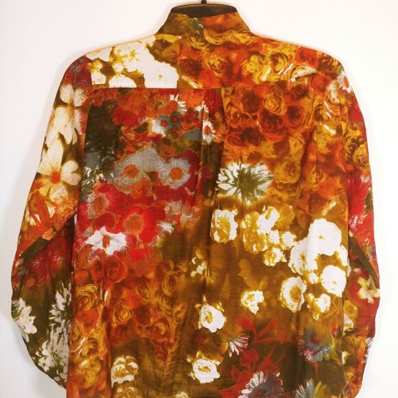 VIVANTE VSA Spain Colorful Viscose lightweight Floral Blouse V-neck wrap sz L - Picture 5 of 5